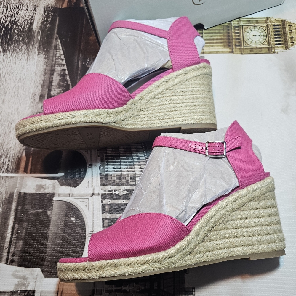 LifeStride Tess Espadrille wedge sandal color Pink women's size 9 with box - Picture 4 of 7